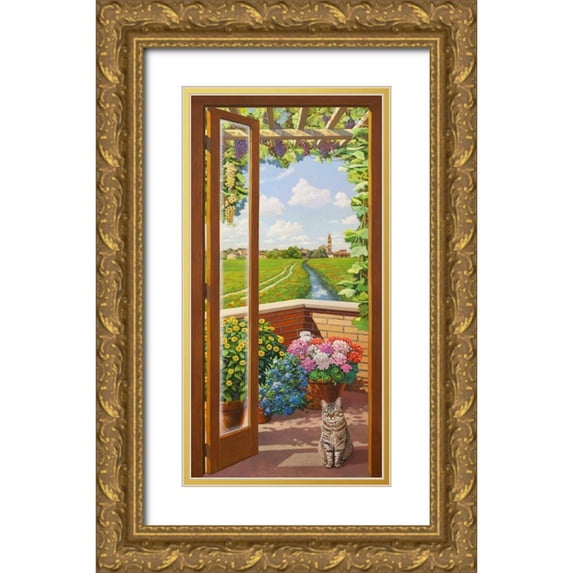 Del Missier, Andrea 11x18 Gold Ornate Wood Framed with Double Matting Museum Art Print Titled - Finestra sulla campagna