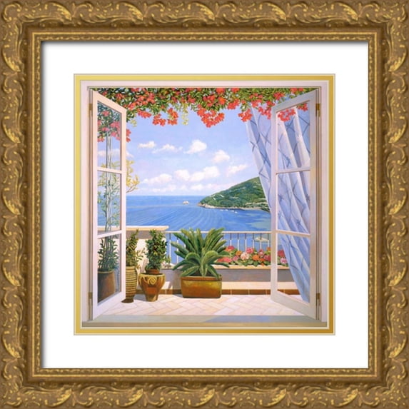 Del Missier, Andrea 12x12 Gold Ornate Wood Framed with Double Matting Museum Art Print Titled - Finestra sul mare
