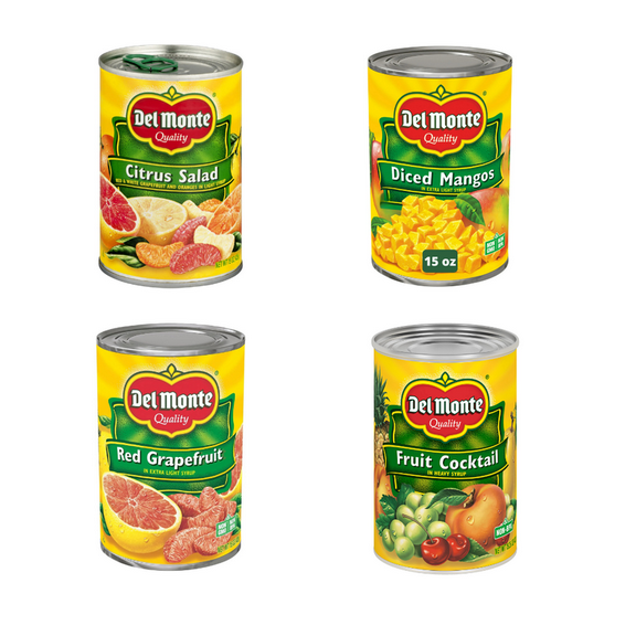 Del Monte 100% Fruit Juice Fruit Cocktail 8-Variety Pack of 15 oz Cans Healthy, Naturally Sweetened Snack