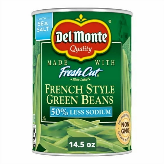 Del Monte Blue Lake 50% Less Sodium French Style Green Beans 14.5 oz - Pack of 2