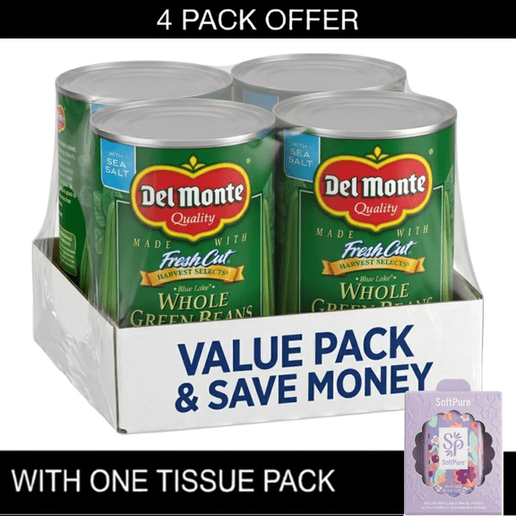 Del Monte Blue Lake Whole Green Beans, Canned Vegetables, 14.5 oz Cans