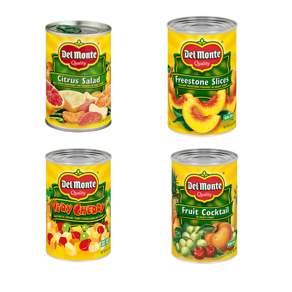 Del Monte Bright Bites Fruit Variety Pack 8 Cans in 100% Juice Naturally Sweet, Always Ready