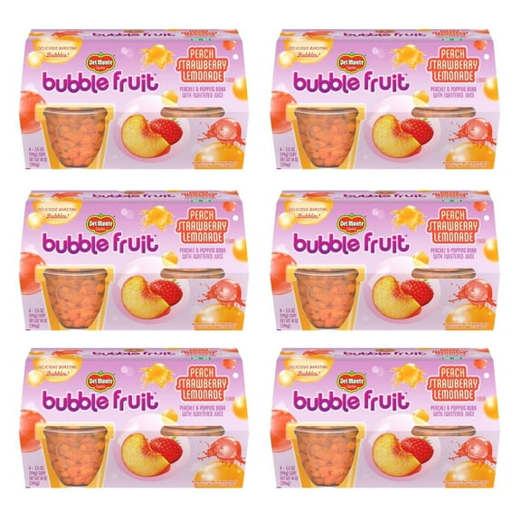 Del Monte Bubble Fruit BCF26 Cup Snacks, Peach Strawberry Lemonade, 3.5 Oz, (Pack of 6, 24 Count Total)