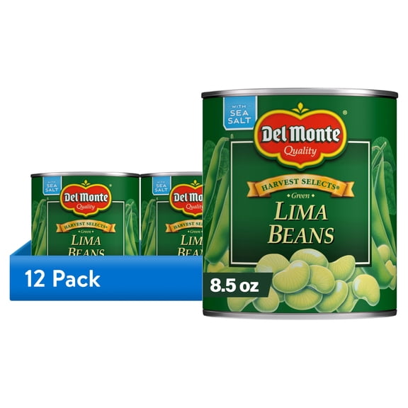 (12 pack) Del Monte Harvest Selects Lima Beans, Canned Vegetables, 8.5 oz Can