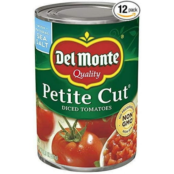 Del Monte Canned Quality Petite Cut Diced Tomatoes, 14.5-Ounce (Pack of 12)