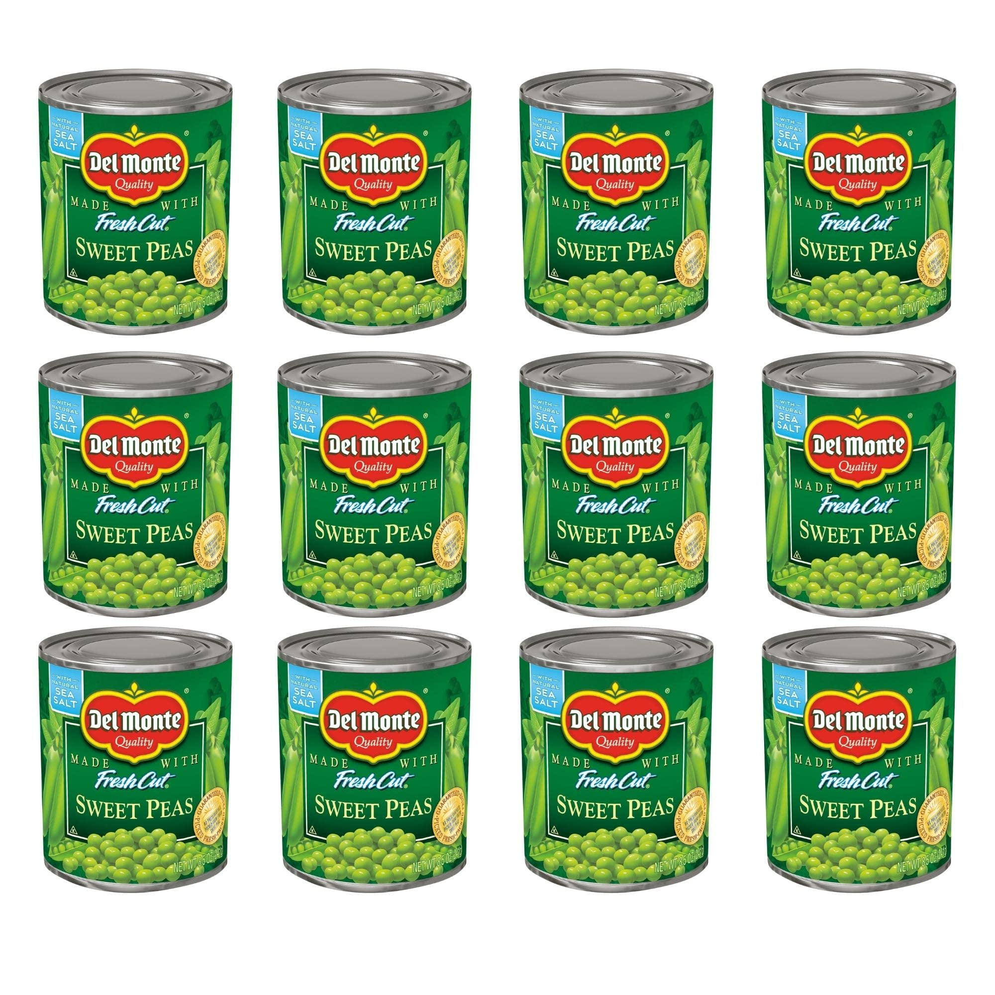 (12 pack) Del Monte Sweet Peas, Canned Vegetables, 8.5 oz Can