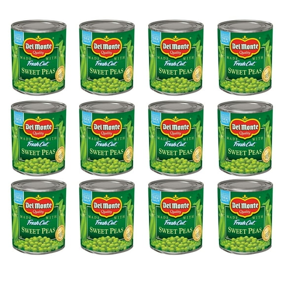 (12 pack) Del Monte Sweet Peas, Canned Vegetables, 8.5 oz Can