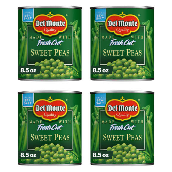 Del Monte Canned Sweet Peas, Canned Vegetables, 8.5 oz Aluminum Can (Pack of 4)