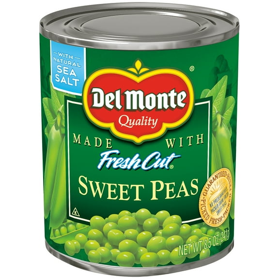 Del Monte Canned Sweet Peas, Canned Vegetables, 8.5 oz Aluminum Can (Pack of 6)