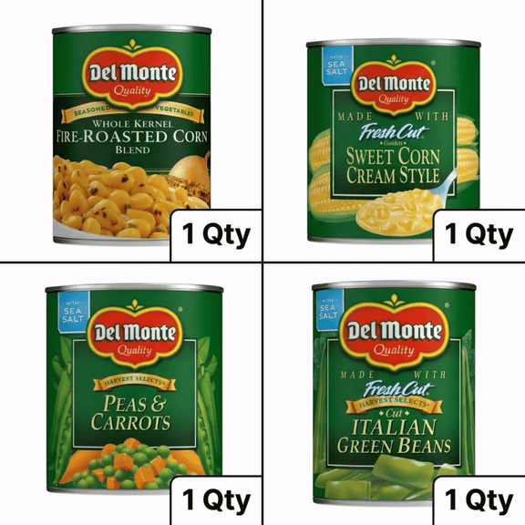 Del Monte Canned Vegetables Variety Pack 4 Assorted Cans 4-Pack Bundle
