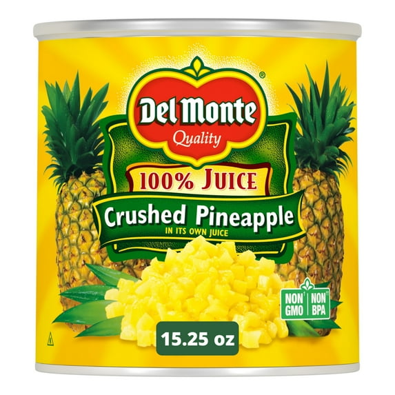 Del Monte Crushed Pineapple in 100% Juice, 15.25 oz Can, Canned Fruit