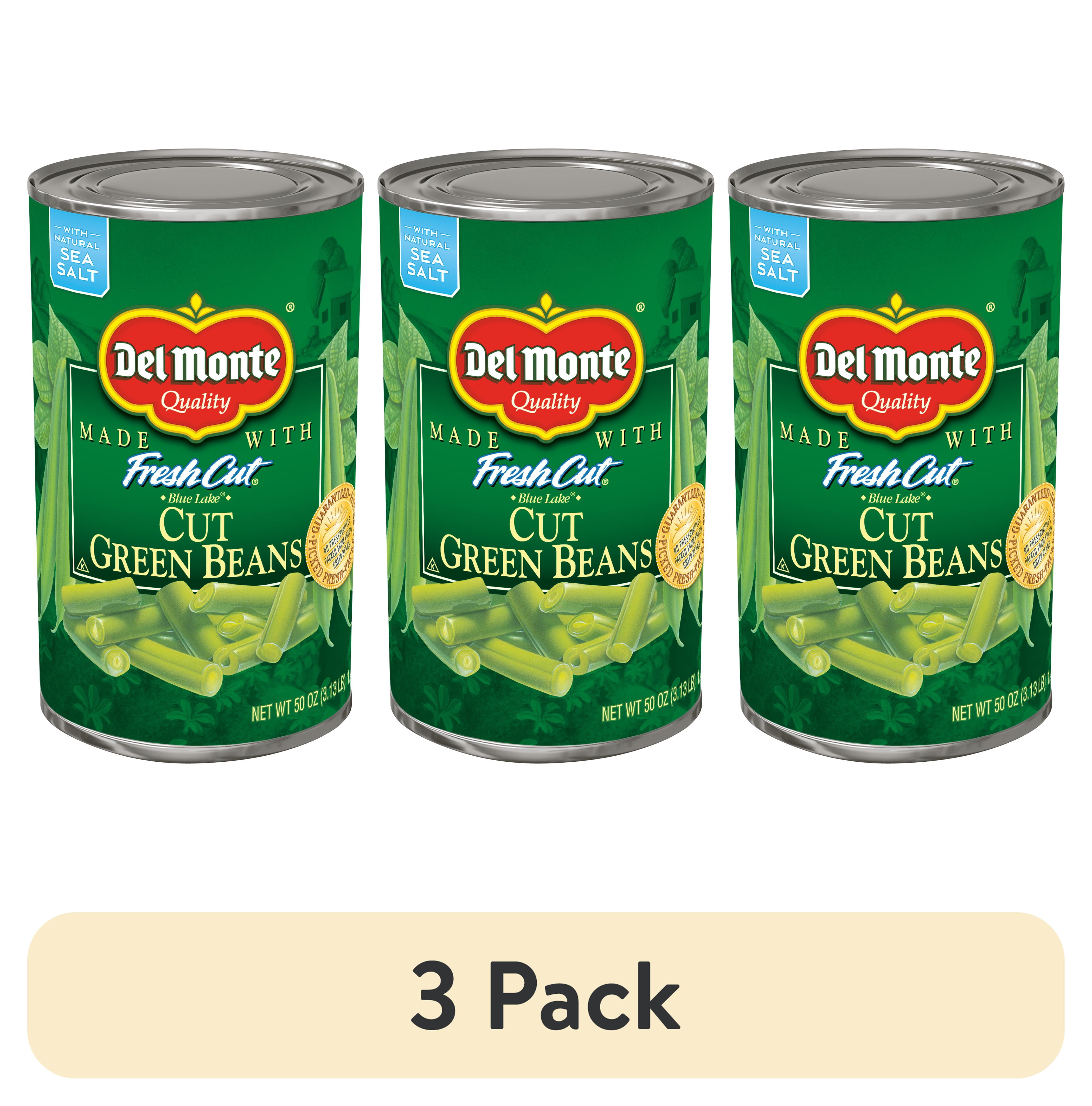 (3 pack) Del Monte Cut Green Beans, Canned Vegetables, 50 oz Can