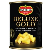 Del Monte DELUXE GOLD Pineapple Tidbits, Canned Fruit, 20 oz Can