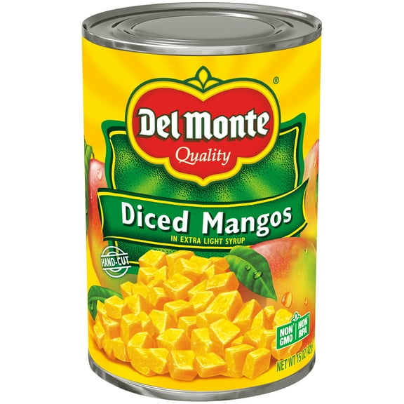 Del Monte Diced Mango Extra Light Syrup Canned Fruit 15 oz Can (Pack of 4)