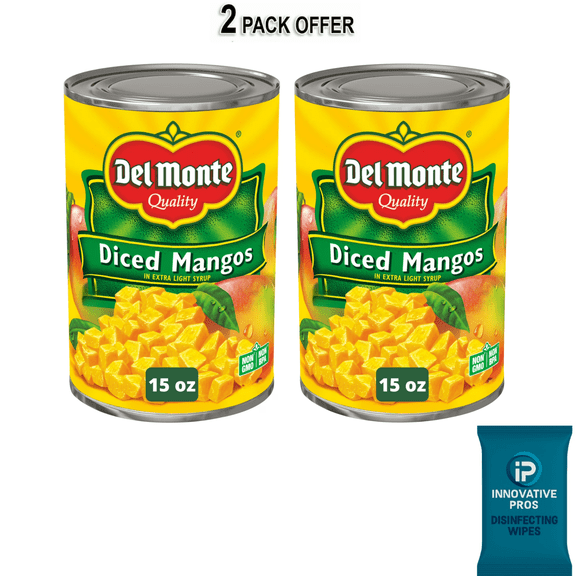 Del Monte Diced Mango in Extra Light Syrup, Canned Fruit, 15 oz Can