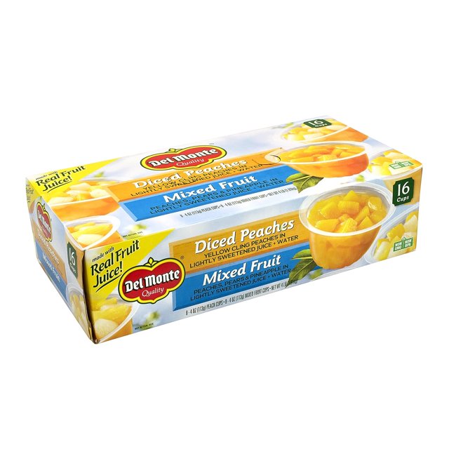 Del Monte Diced Peaches & Mixed Fruits Cup, 4 Oz, 16/Pack (22000744