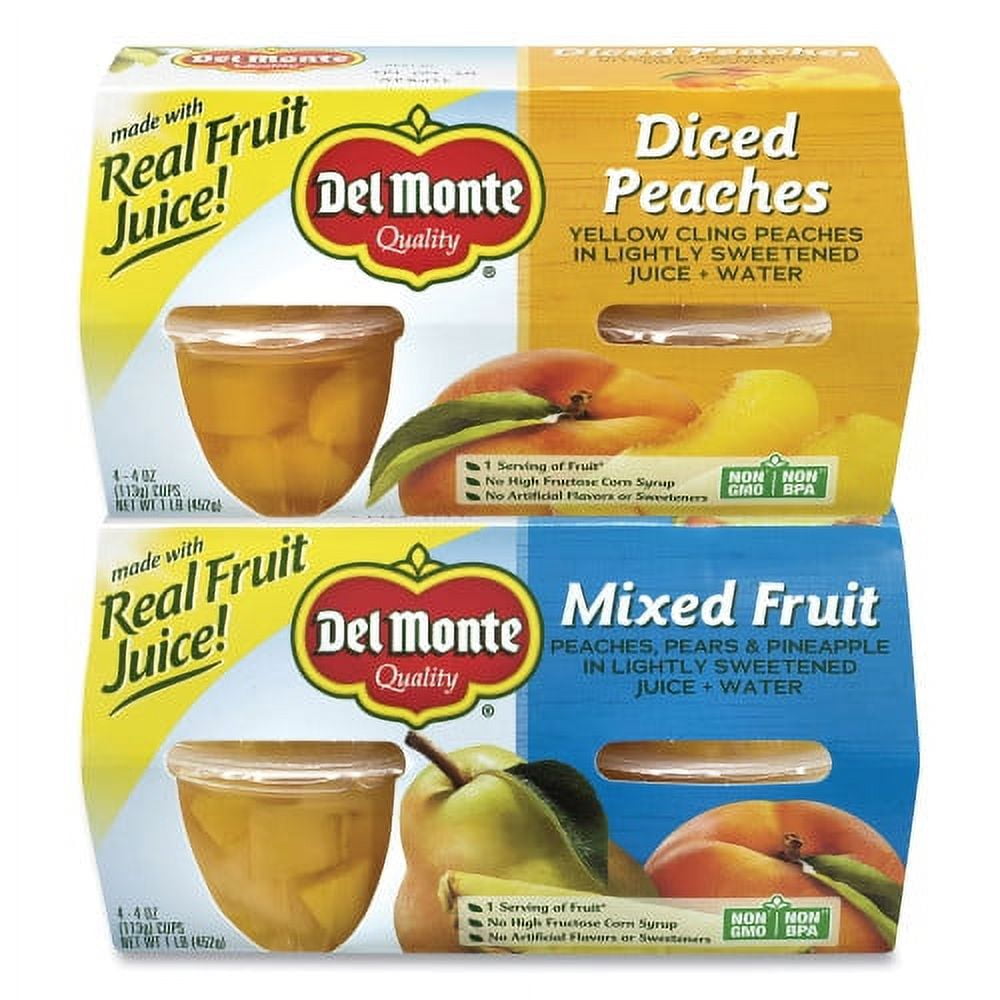 Diced Peaches and Mixed Fruit Cups, 4 oz Cups, 16 Cups/Carton, Ships in 1-3 Business Days Diced Peaches and Mixed Fruit Cups, 4 oz Cups, 16 Cups/Carton, Ships in 1-3 Business Days