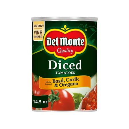 Del Monte Diced Tomatoes with the Flavors of Basil, Garlic & Oregano, 14.5 oz Can