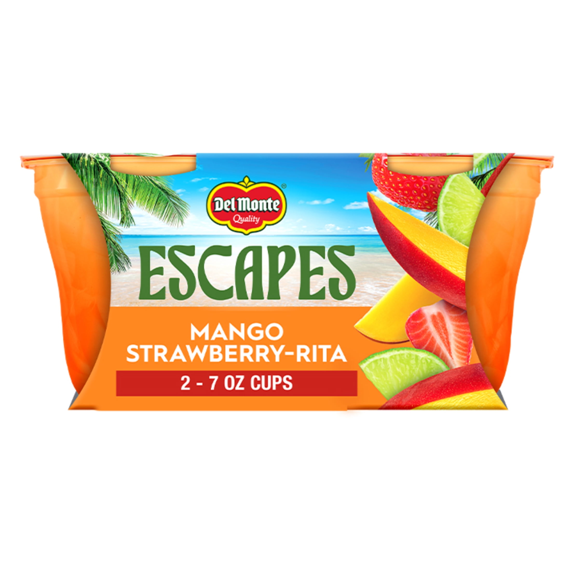 Del Monte Escapes Mango Strawberry-Rita 2-7 oz. Cups, Fruit Cup Snacks