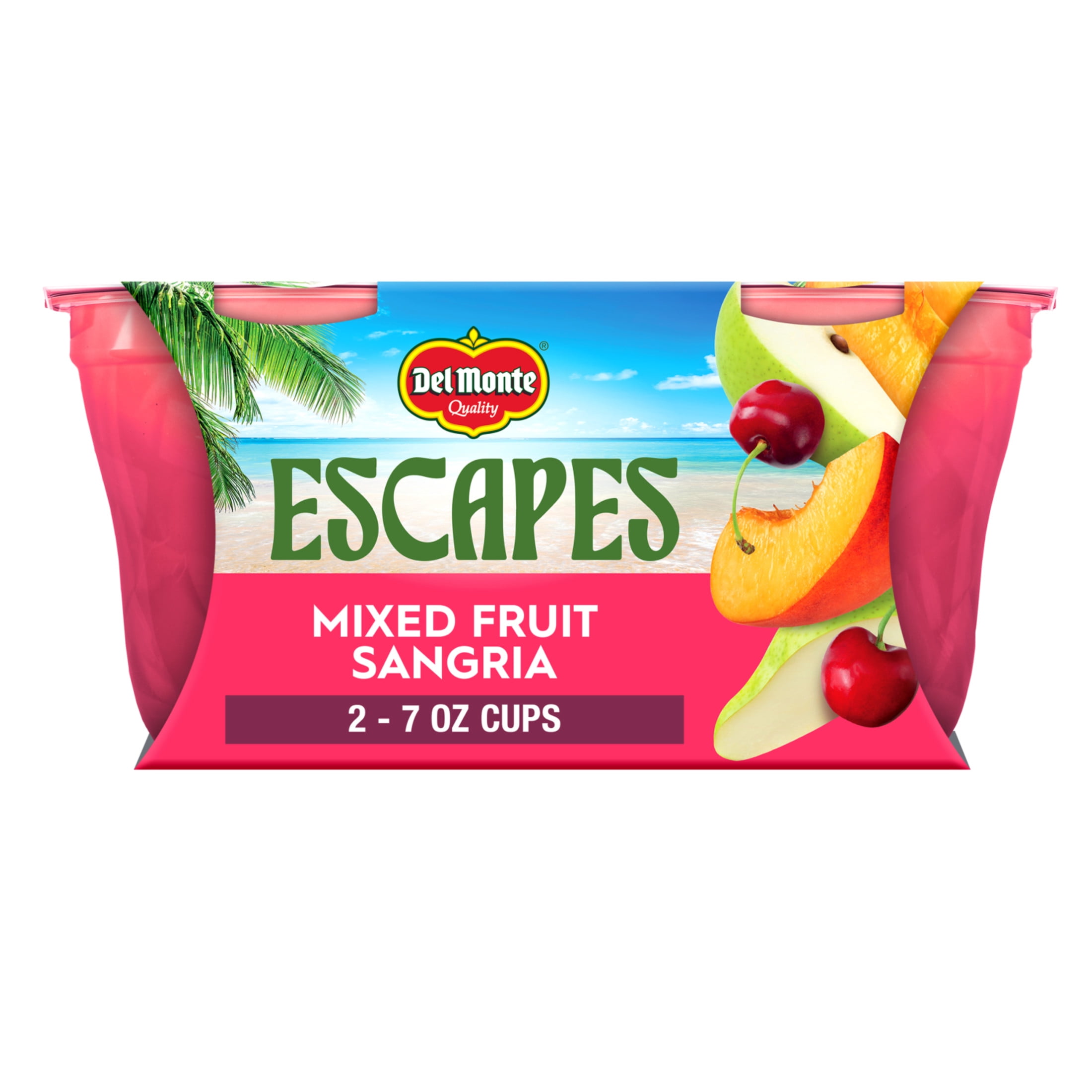 Del Monte Escapes Mixed Fruit Sangria 2-7 oz. Cups, Fruit Cup Snacks