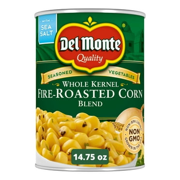 Del Monte Fire Roasted Whole Kernel Corn, Canned Vegetables, 14.75 oz Can