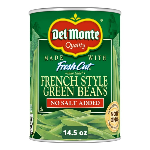 Del Monte Blue Lake No Salt Added French Style Green Beans, Canned Vegetables, 14.5 oz Can