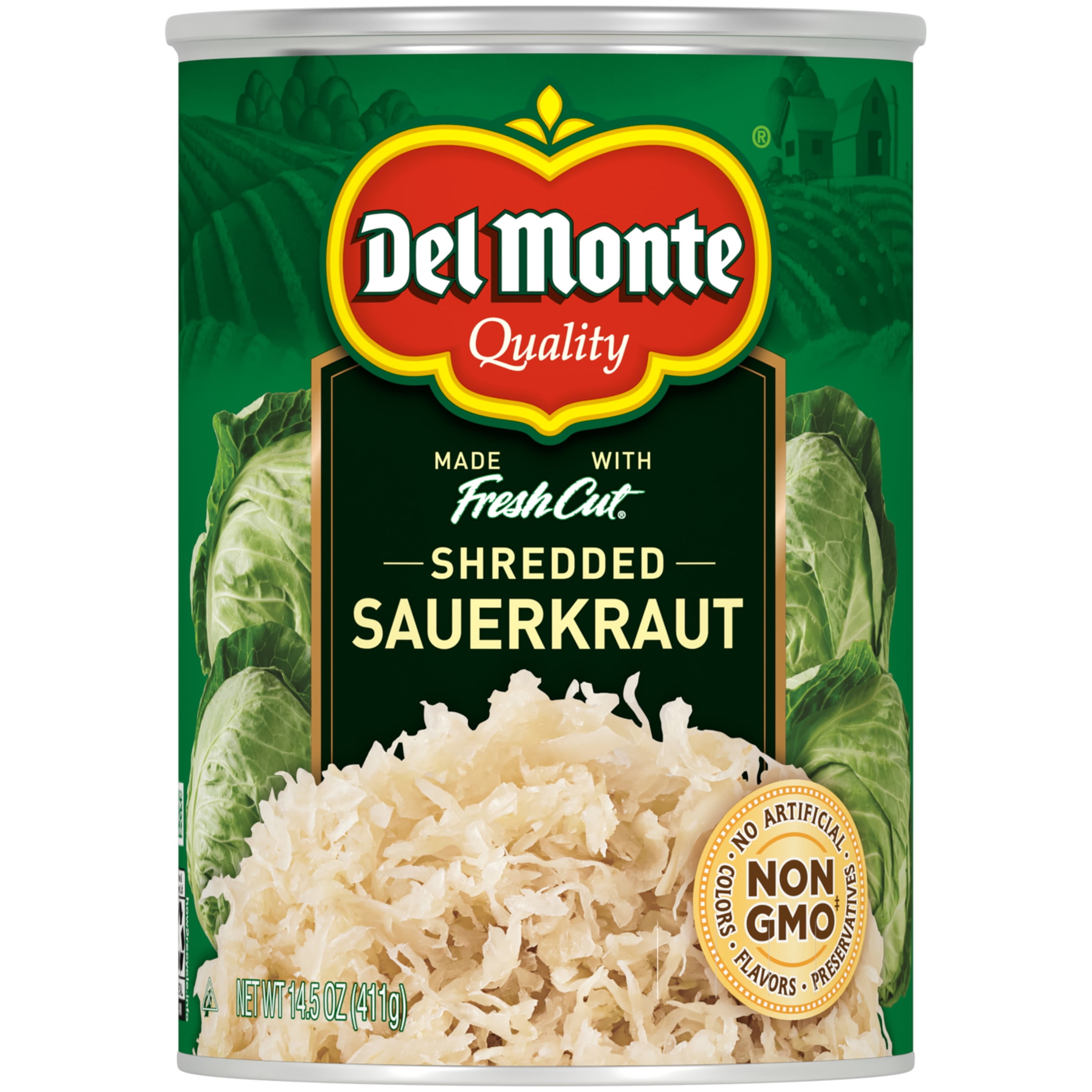 Del Monte Fresh Cut NonGMO Shredded Sauerkraut, Crisp & Flavorful, 14.