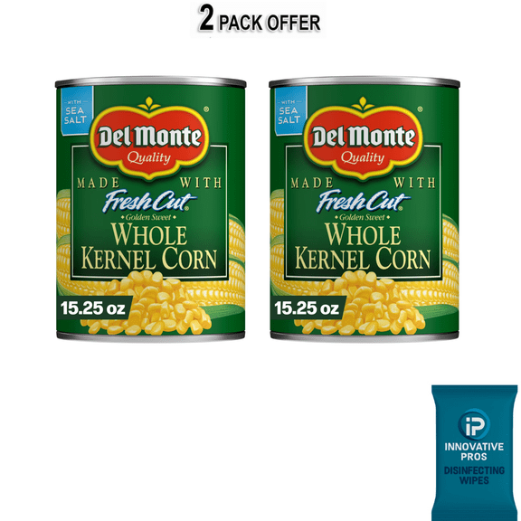 Del Monte Fresh Cut Golden Sweet Whole Kernel Corn, Canned Vegetables, 15.25 oz Can