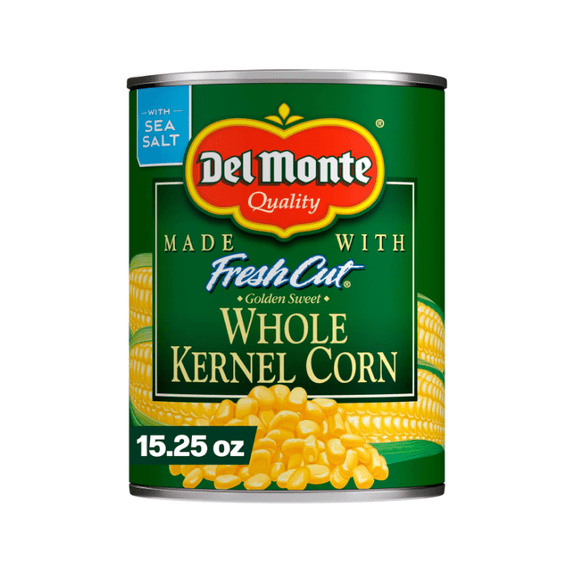 Del Monte Fresh Cut Golden Sweet Whole Kernel Corn, Canned Vegetables, 15.25 oz Can