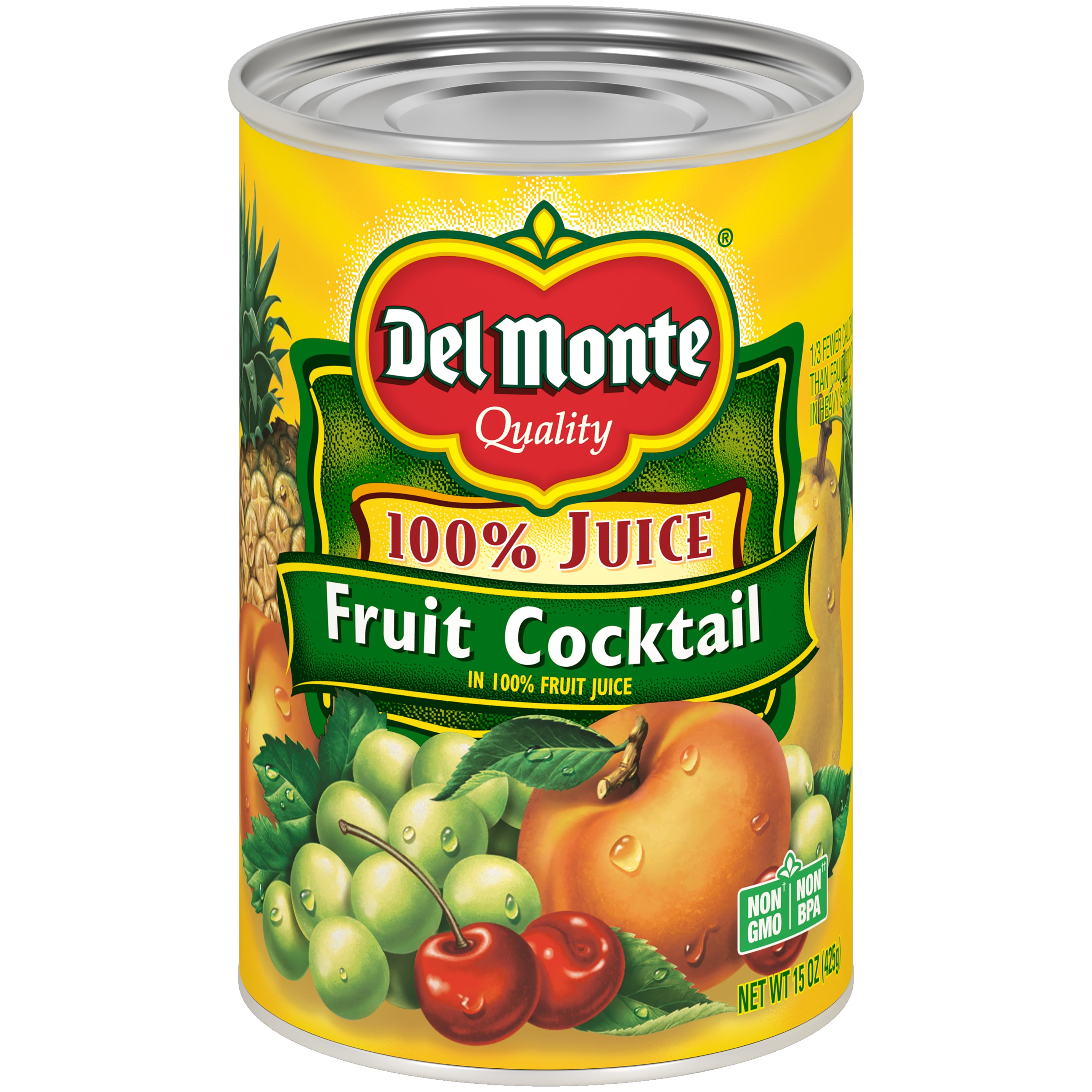 Del Monte Fruit Cocktail, 100 Juice, Canned Fruit, 15 oz Can