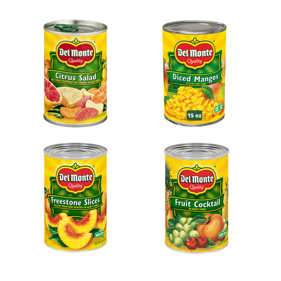Del Monte Fruit Cocktail in 100% Juice 8-Variety Pack, 15 oz Cans All-Natural, Refreshing Fruit Snack