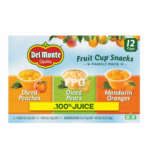Del Monte Fruit Cup Snacks Variety Pack in 100 Juice 12 cups