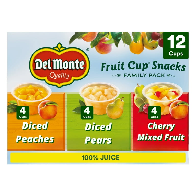 Del Monte, Fruit Cup Snacks, 4 oz Cups, Pack of 12 - Walmart.com