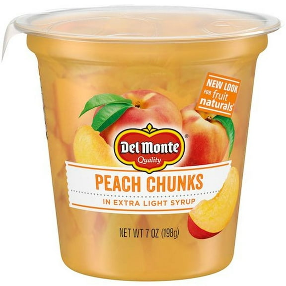 Del Monte Fruit Naturals Yellow Cling Peach Chunk in Extra Light Syrup, 7 Ounce -- 12 per Case.