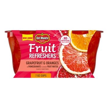 Del Monte Fruit refreshers Grapefruit and Oranges Fruit Cup Snacks in Sweetened Water, 7 oz Cup (Pack of 2)