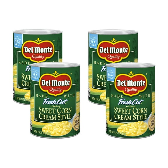 Del Monte Golden Sweet Cream Corn, Canned Vegetables, 14.75 oz Can (Pack of 4)