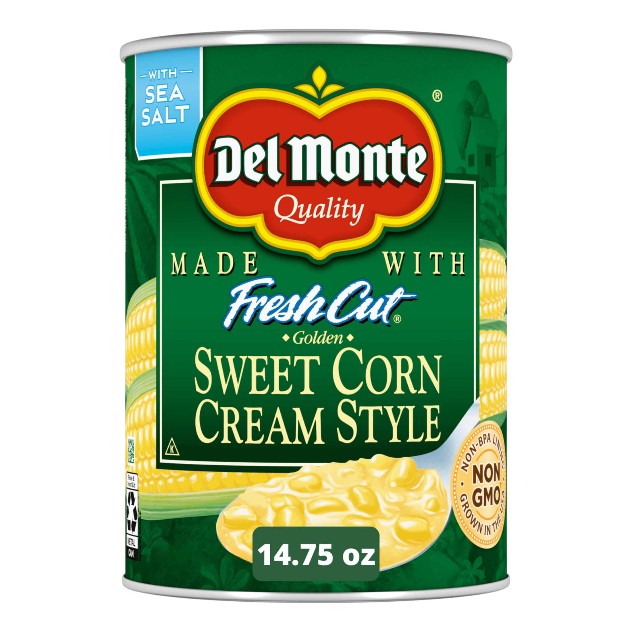 Del Monte Golden Sweet Cream Corn, Canned Vegetables, 14.75 oz Can