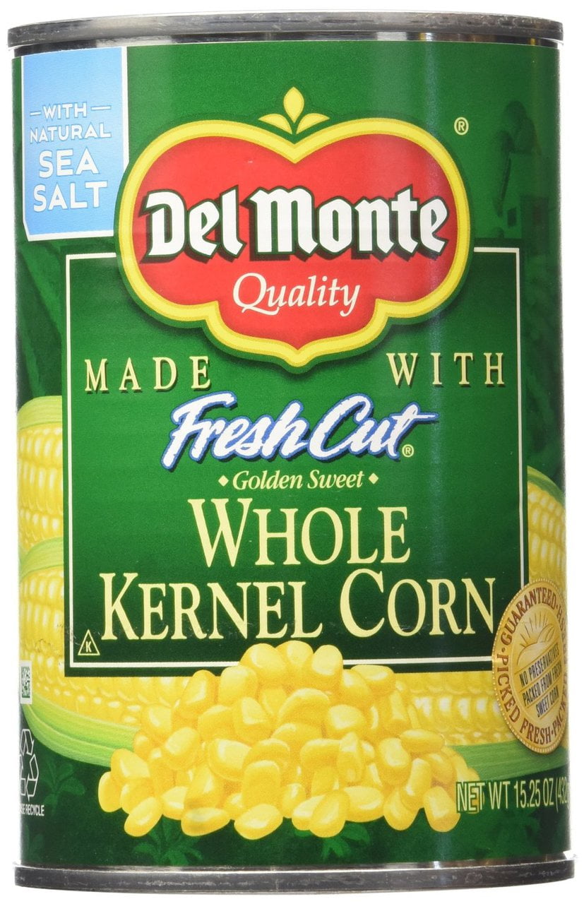 (24 pack) Del Monte Fresh Cut Golden Sweet Whole Kernel Corn, Canned Vegetables, 15.25 oz Can