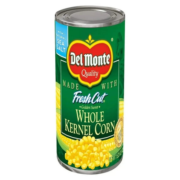 (24 pack) Del Monte Fresh Cut Golden Sweet Whole Kernel Corn, Canned Vegetables, 15.25 oz Can