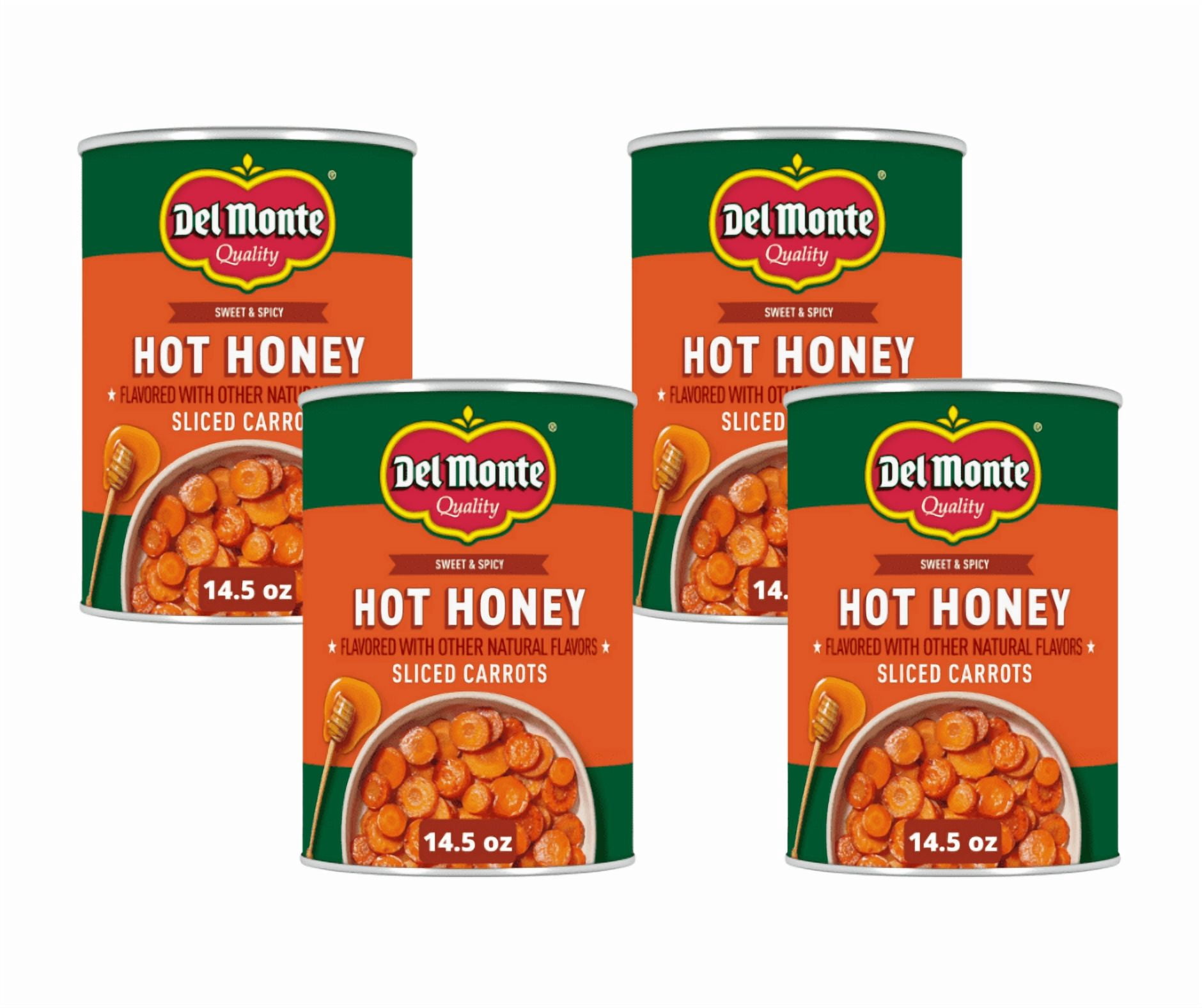 Del Monte Hot Honey Flavored Sliced Carrots, Canned Vegetables, 14.5 oz. Can (Pack of 4)
