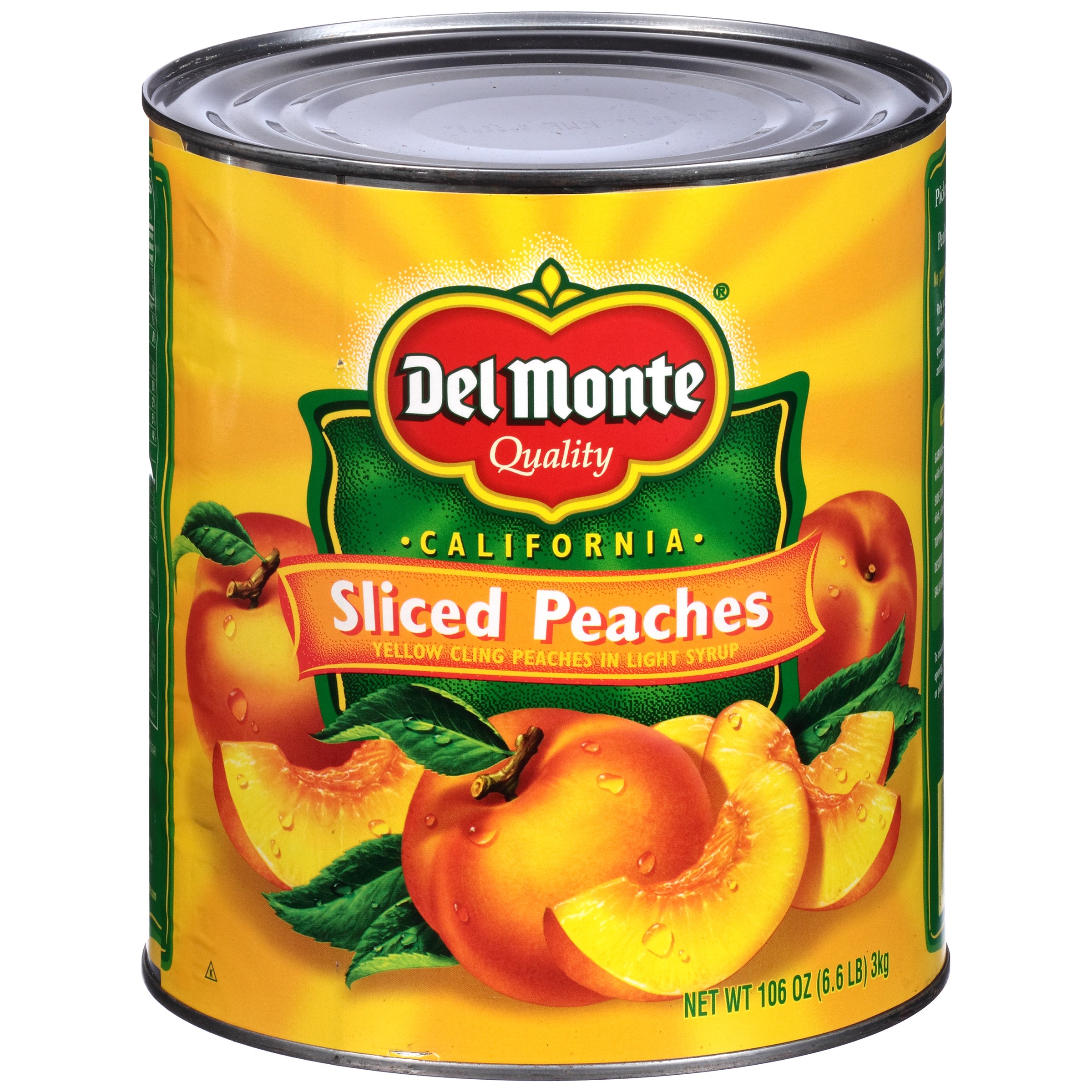 Del Monte Lite Yellow Cling Sliced Peaches, Canned Fruit, 106 oz Can - image 1 of 6
