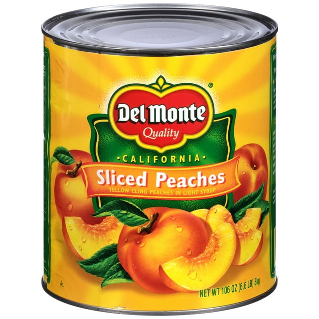 Del Monte Lite Yellow Cling Sliced Peaches, Canned Fruit, 106 oz Can