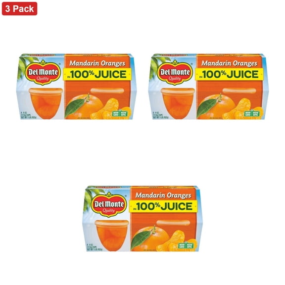 Del Monte Mandarin Oranges In 100% Fruit Juice Fruit Cups - 4ct/16oz