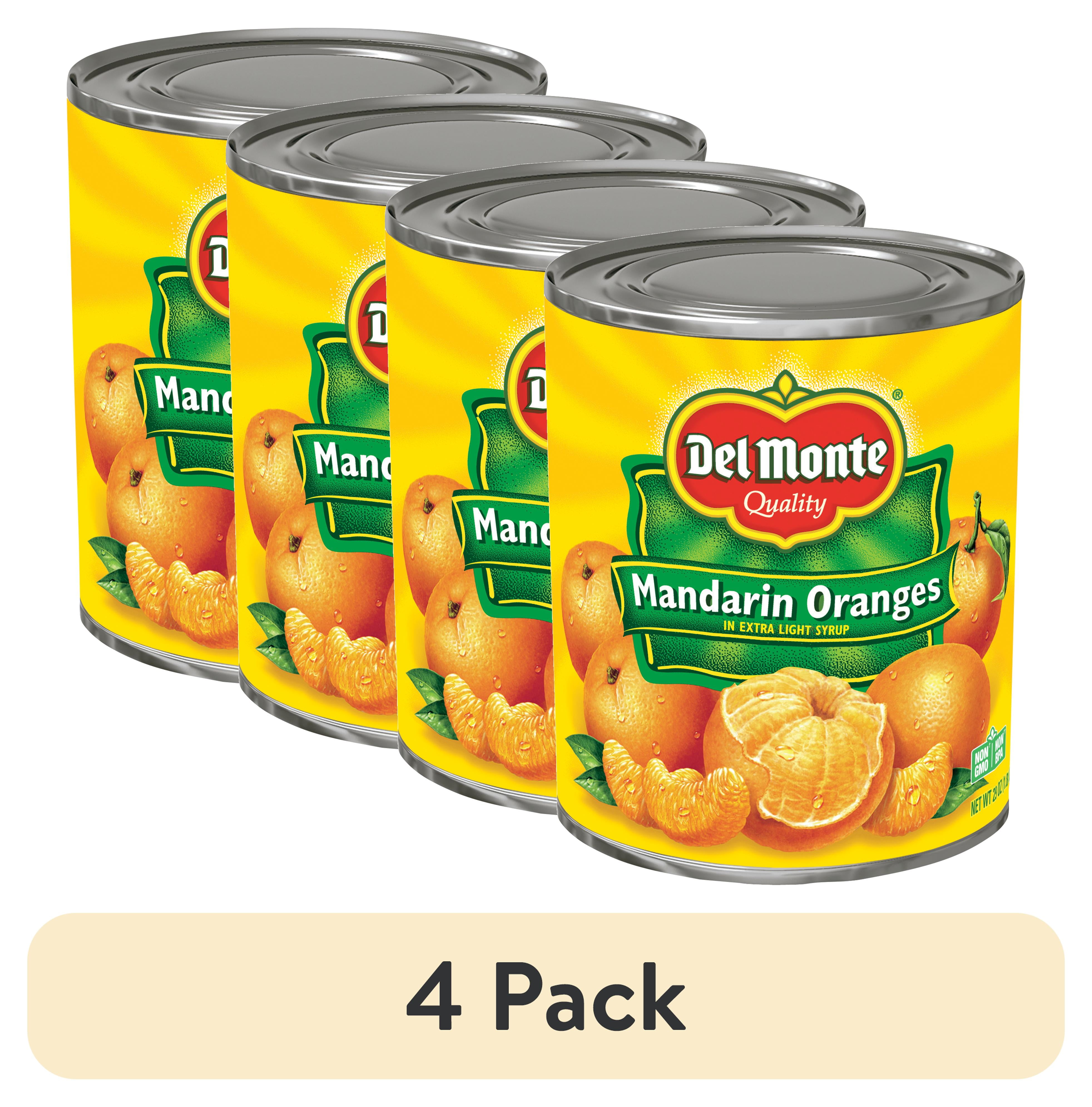 (4 pack) Del Monte Mandarin Oranges, Light Syrup, Canned Fruit, 29 oz