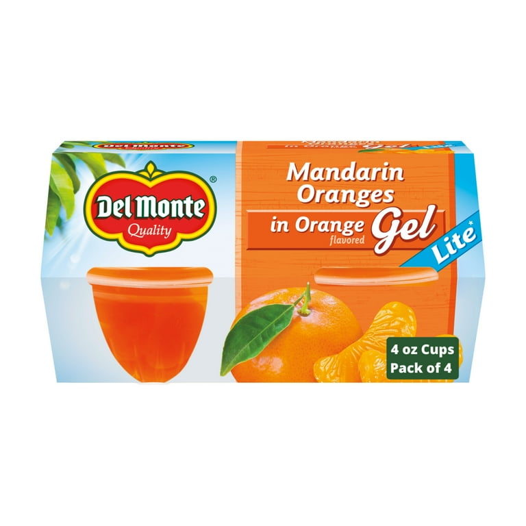 4-Pack Snack) Del Monte Lite Mandarin Orange Gel Fruit Cups,