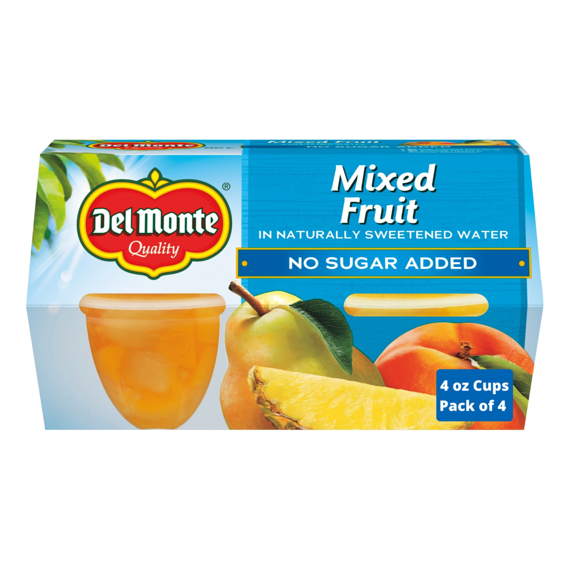 Del Monte Mixed Fruit No Sugar Added Fruit Cups, 4 oz Cup (Pack of