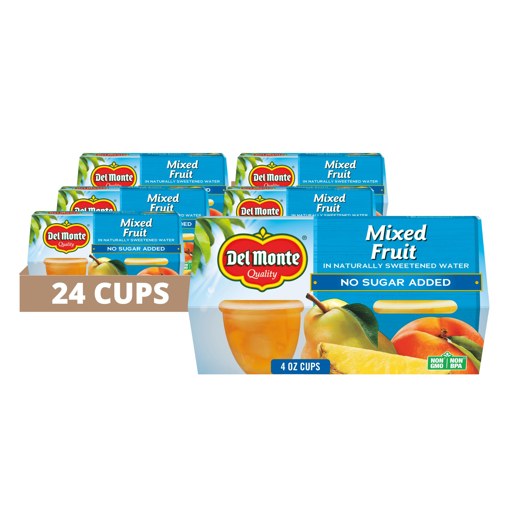 Del Monte Mixed Fruit MMF7 Snack Cups in Water, No Sugar Added, 4 Ounce