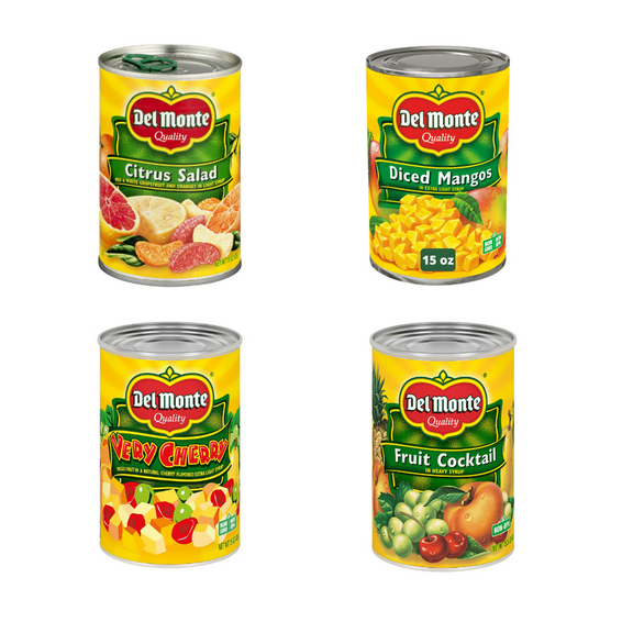 Del Monte Mixed Fruit Medley 8-Variety Pack, 15 oz Cans in 100% Real Fruit Juice Naturally Sweet, Ready to Enjoy