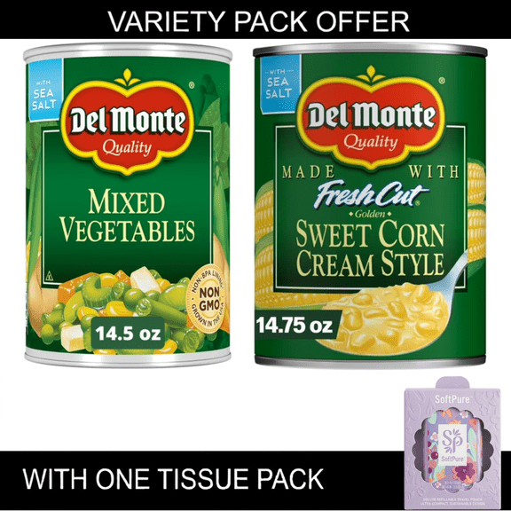 Del Monte Mixed Vegetables, Canned Vegetables, 14.5 oz | Del Monte Golden Sweet Cream Corn, Canned Vegetables, 14.75 oz