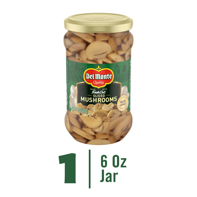 Del Monte Mushroom Slices, Jarred Vegetables Jar, 6 oz